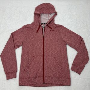 Nike Dri-FIT Hoodie Mens Medium Red Heather Full Zip Performance 588654-638